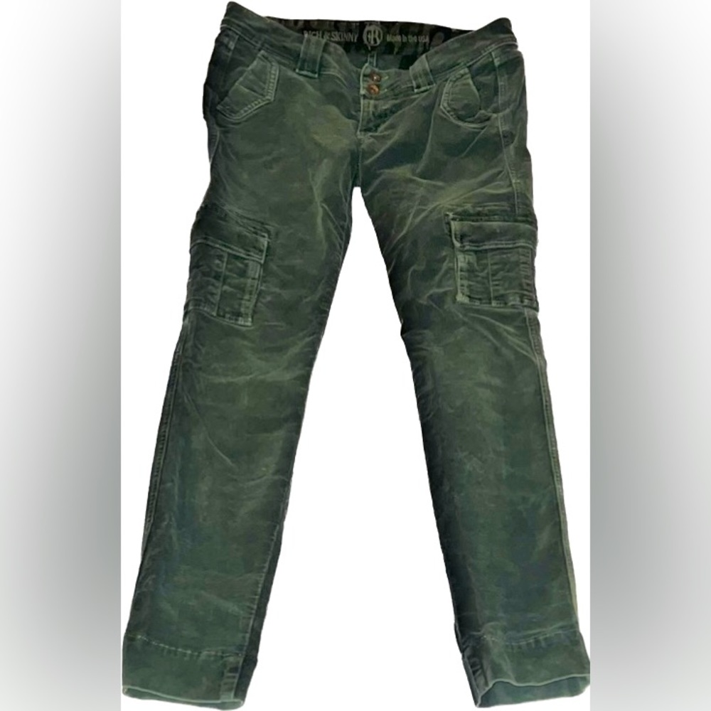 ⭐️VINTAGE RICH & SKINNY⭐️OLIVE SKINNY CARGO CORDUROY PANTS LIKE NEW SIZE: 26